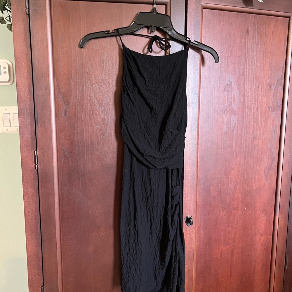Zara Black Sleeveless Dress with Halter Tie